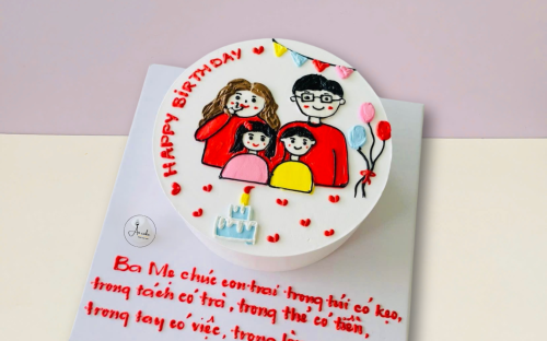 Mẫu bánh kem vẽ gia đình - 1 Nét đẹp ấm áp gắn kết yêu thương